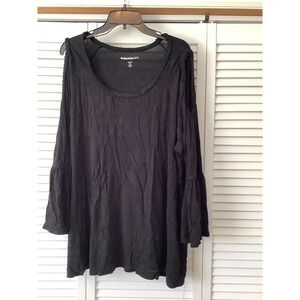 Denim247 Black Cold‎ Shoulder Bell Sleeve Tunic Top Plus Size 1X 22/24 prairie